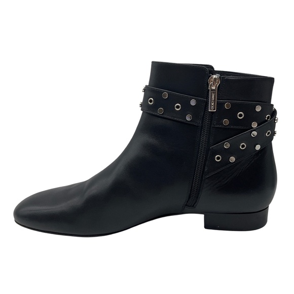 JIMMY CHOO BLACK / SILVER STUDDED LEATHER ANKLE BOOTS - Picture 3 of 8
